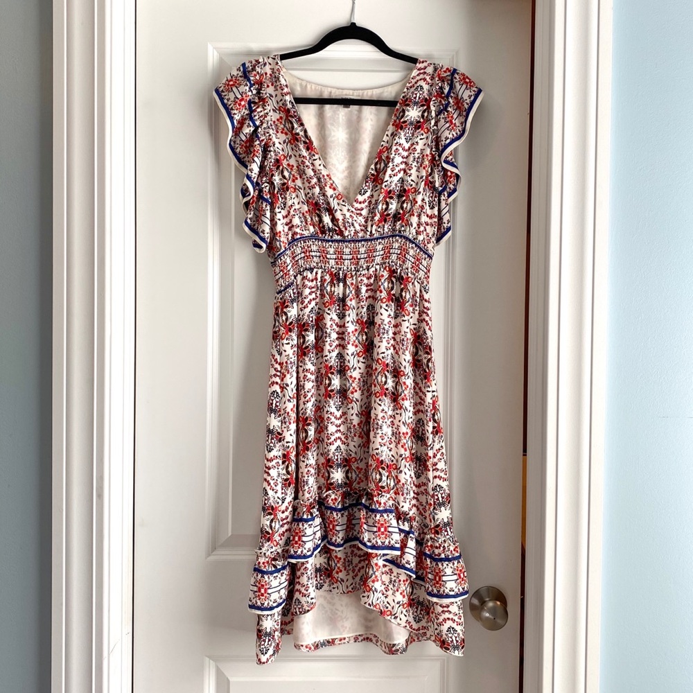 Midi length v neck dress